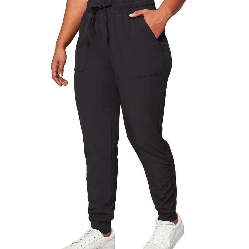 DEFECT Mondetta Womens Drawstring Lined Woven Jogger Pants Black Sz L $60 ZZ027